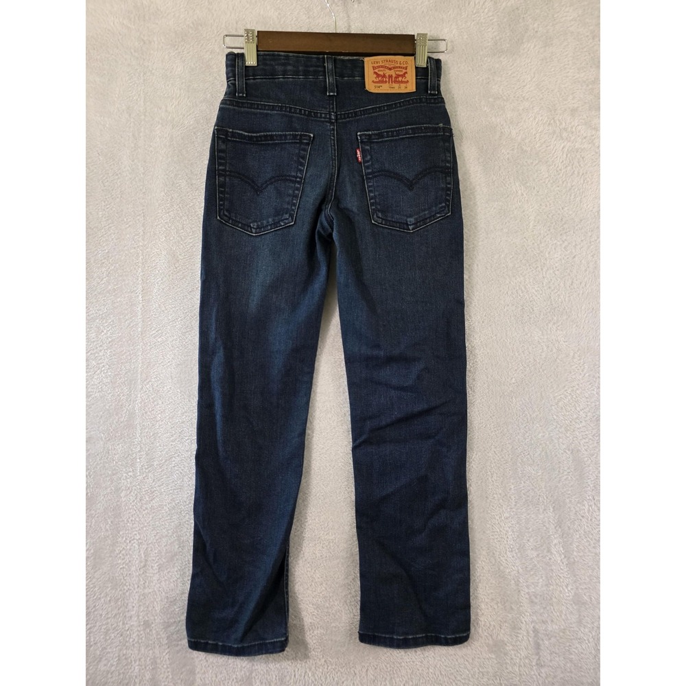 Levis Jeans Boys 10 Slim 25x25 Dark Blue Denim Straight Fit Adj Waist Distressed